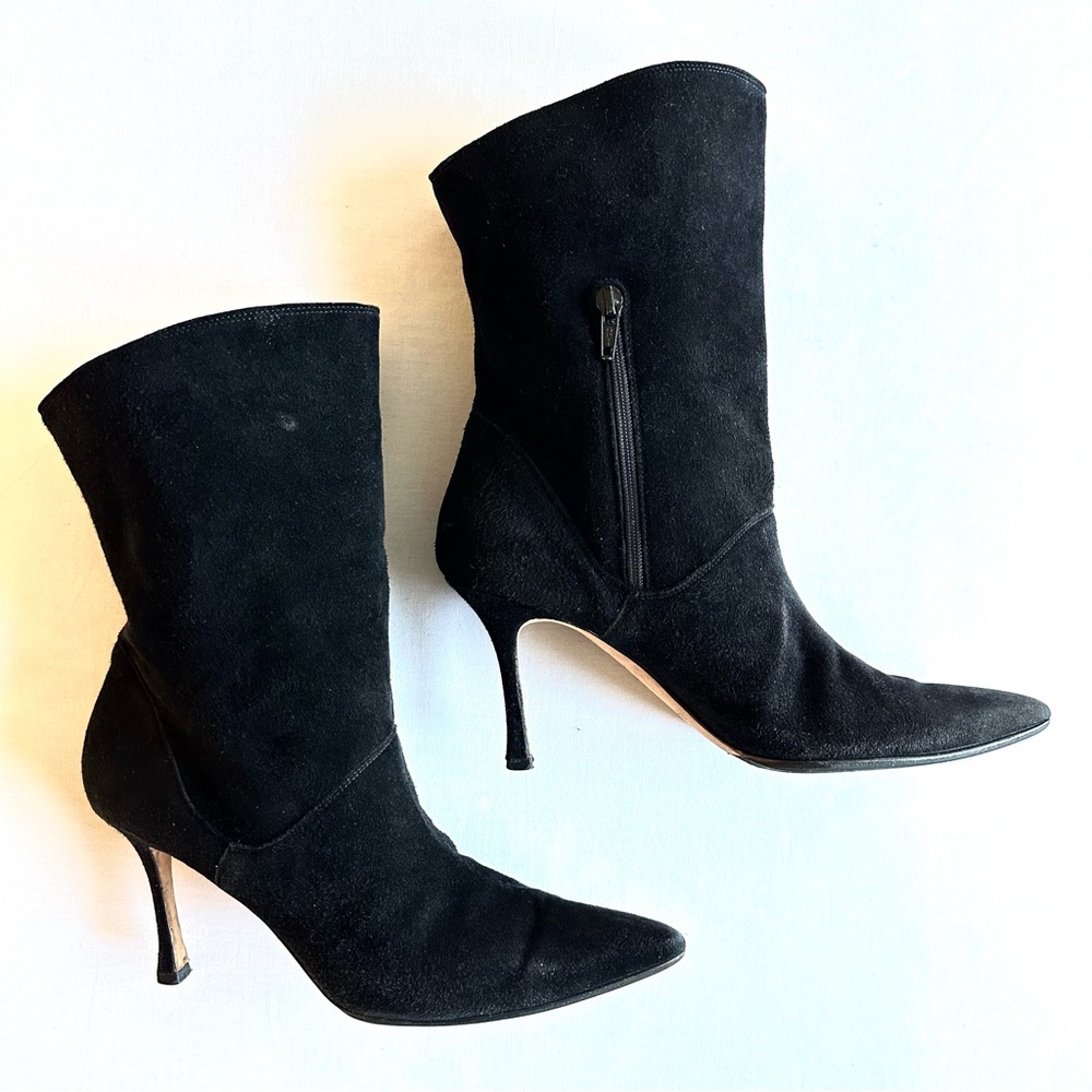 Manolo Blahnik Black Suede Boots